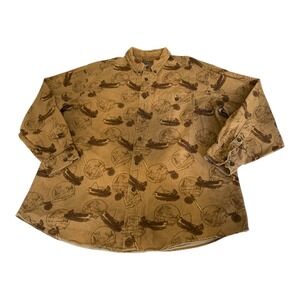 Woolrich Dark Wheat Fisherman Flannel Button Up Shirt Mens XL Outdoor Cabincore